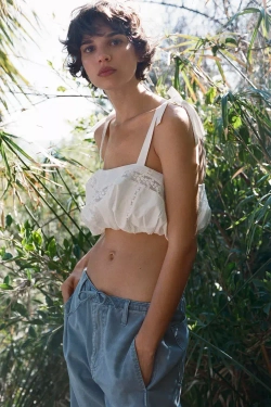 ZARA ТОП ОБЪЕМНОГО КРОЯ ИЗ ПОПЛИНА, БЕЛЫЙ