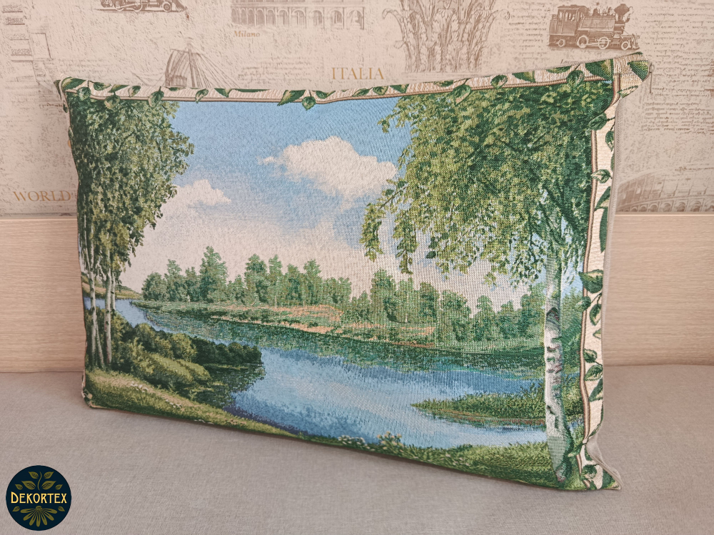Декоративная гобеленовая наволочка для интерьерной подушки Озеро 68х47