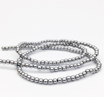 гшг3-с Гематит шар 3мм гладкий, серебро, 19см