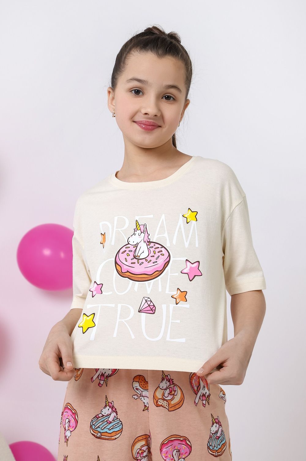 Пижама для девочки Единопончик-2 Виотекс МОЛОЧНЫЙ