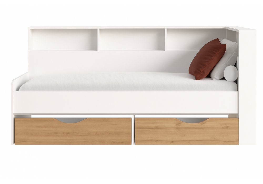 Кровать Woodville Амер 190х80 белый, дуб вотан