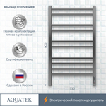 Полотенцесушитель электрический Aquatek (Акватек) Альтаир П10 500х900 мм, подключение скрытое к сети электропитания / электропровод с вилкой, с терморегулятором и таймером quick touch, нержавеющая сталь AISI 201, гарантия 5 лет