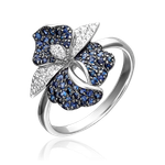 Кольцо «Ирис» из белого золота с фианитами