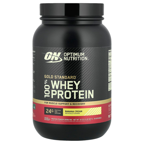 Optimum Nutrition, Gold Standard, 100% сыворотка, со вкусом бананового крема, 907 г (2 фунта)
