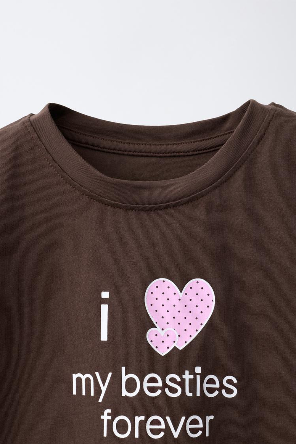 ZARA ФУТБОЛКА С НАДПИСЬЮ, КОРИЧНЕВЫЙ