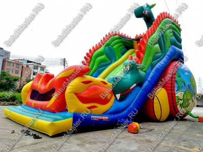 Коммерческий надувной батут-горка "Огненный дракон" 16*8*11 м