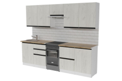 Кухонный гарнитур Амели мега 2500 мм, каркас ЛДСП, фасад ЛДСП, Белый/Дуб грей