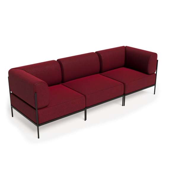 Rio Диван трёхместный РСЕ-06 Сан 18/Металл Черный 2430*810*770