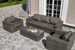 "Боно" лаунж-зона из искусственного ротанга, цвет графит