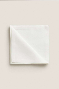 ZARA HOME БАЗОВАЯ ЛЬНЯНАЯ САЛФЕТКА (УПАКОВКА ИЗ 2 ШТУК), БЕЛЫЙ