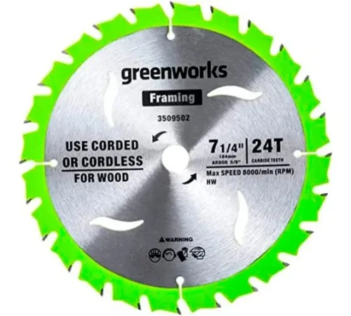 Диск по дереву ?184 мм 24T для пилы 1500907 Greenworks