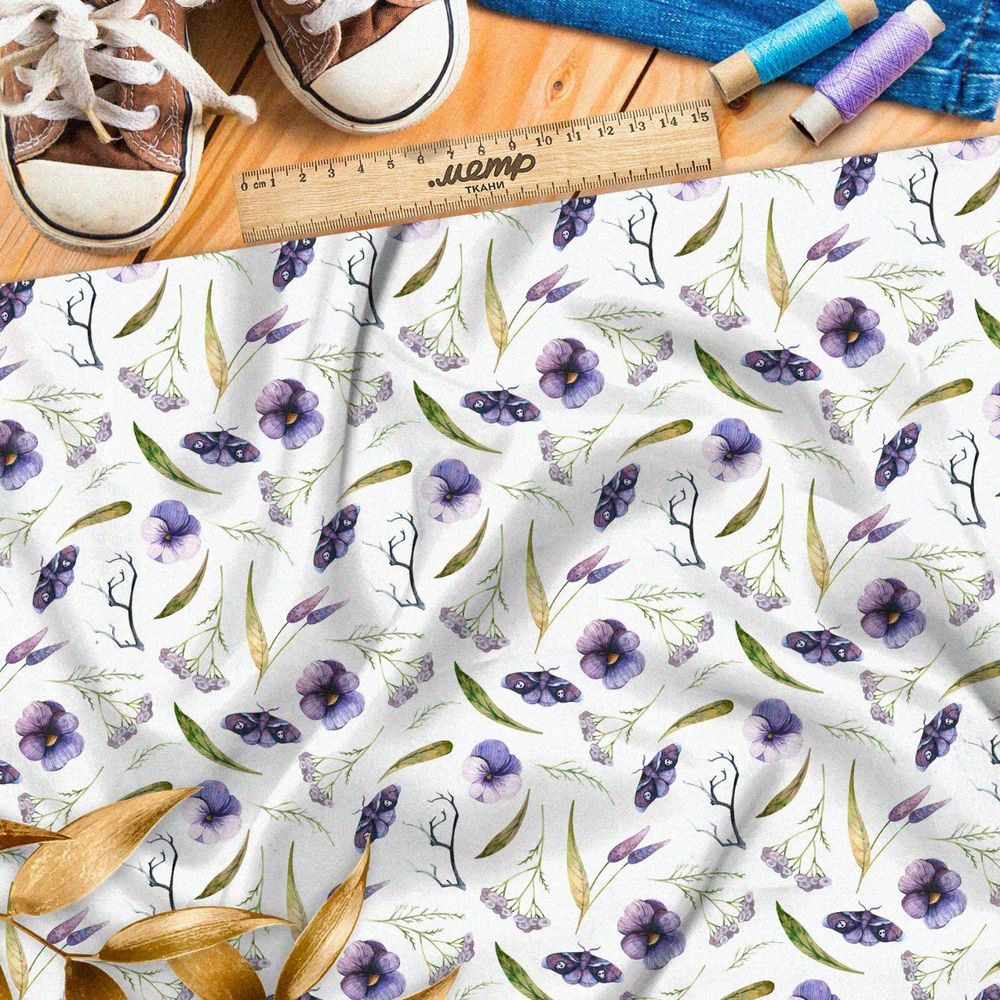 Ткань премиум флис тихая цветочная мелодия