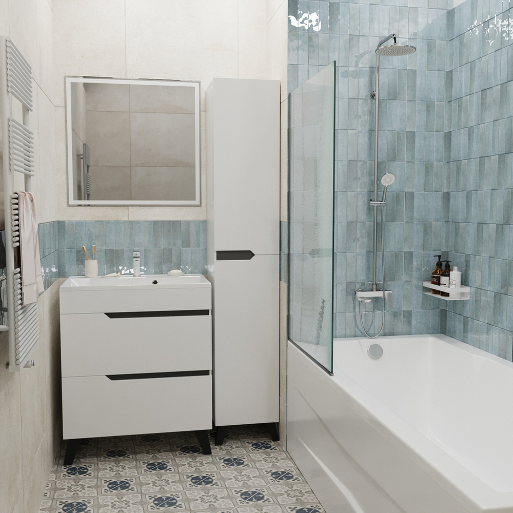 Тумба д/ванной "ОРИОН-70" 2 ящика белый/графит под рак."ЛАЙН 70" мебельный (MIXLINE) (ПВХ)