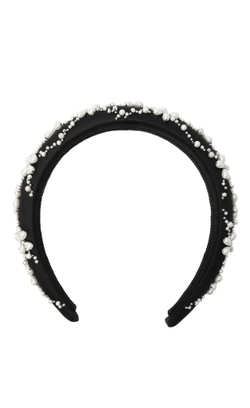 Объемный ободок с жемчужной сеткой из цветов