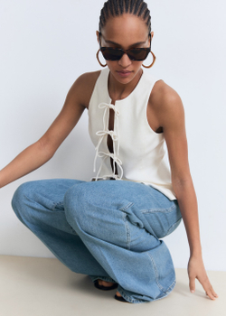 Широкие джинсы wideleg с карманами и высокой посадкой