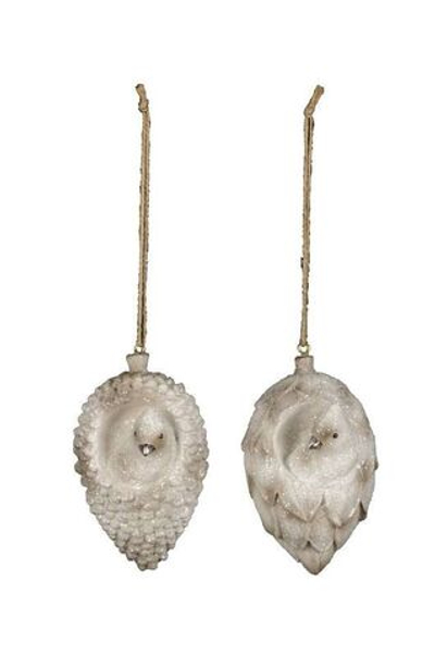 Декор подвесной "Птичка в шишке" в ассортименте 8x7x11,5см + 12см подвес