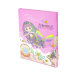 Записная книжка в футляре 20,0 см * 22,5 см , 7БЦ, Alingar, ламинация, замочек, ручка, 50 л., линия, "Русалка с жемчужиной"