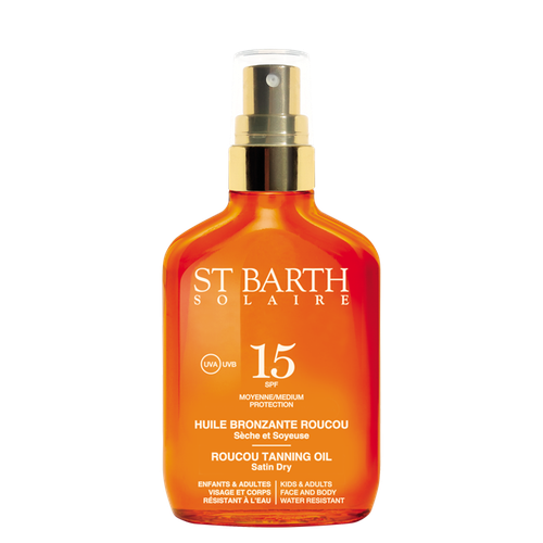 LIGNE ST BARTH ROUCOU TANNING OIL SATIN DRY MEDIUM PROTECTION SPF15 100 мл. Сухое масло помадного дерева SPF 15