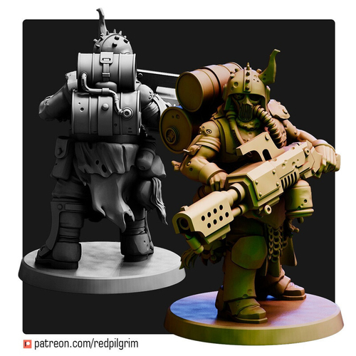 Chaos Renegade Гвардеец ренегат с огнемётом миниатюра для AOS,Waha, Настольная игра, НРИ, Варгейм, РПГ