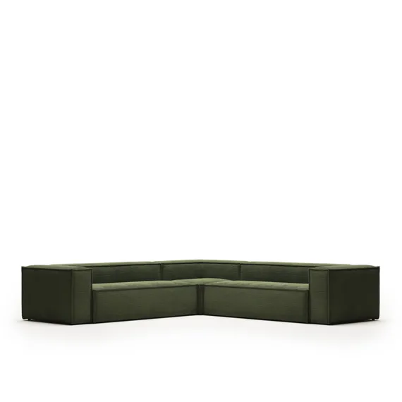 6-местный угловой диван Blok в зеленом толстом вельвете 320 x 320 см