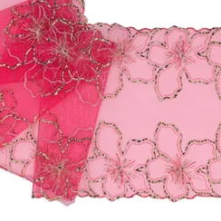 Вышивка на сетке розовая фуксия светлая 23 см