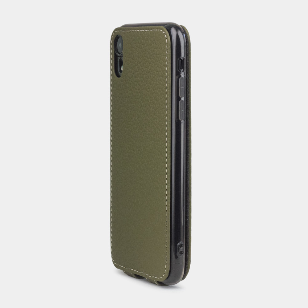 Чехол для iPhone XR из натуральной кожи теленка, зеленого цвета