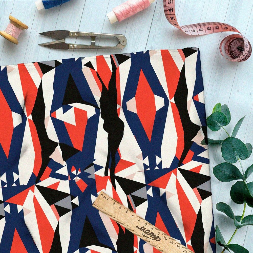 Ткань премиум мембрана пиксельные грани