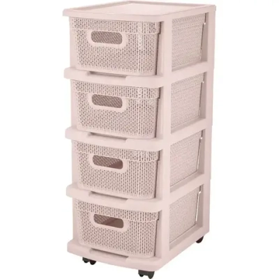 Комод Keeplex Ajur с корзинами на колесиках четырехсекционный компакт 37х73см бежевый т