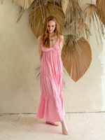 Длинный льняной сарафан (розовый)