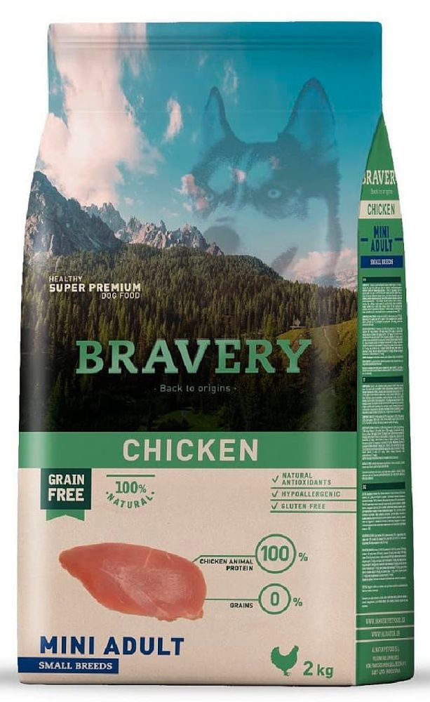 BRAVERY 2кг корм для собак мелких пород с Курицей