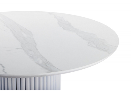 Керамический стол Woodville Барел 110 patagonoa bianco repose, белый, ножки белые