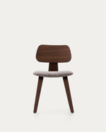 Стул Gena из бежевого шенилла с каркасом из шпона ореха и каучукового дерева