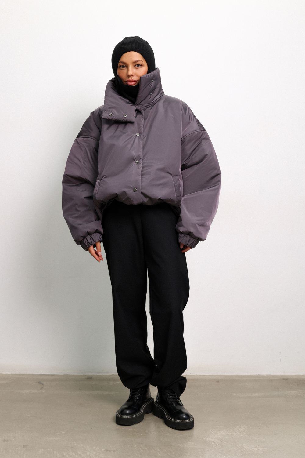 Пуховик дутый с поясом