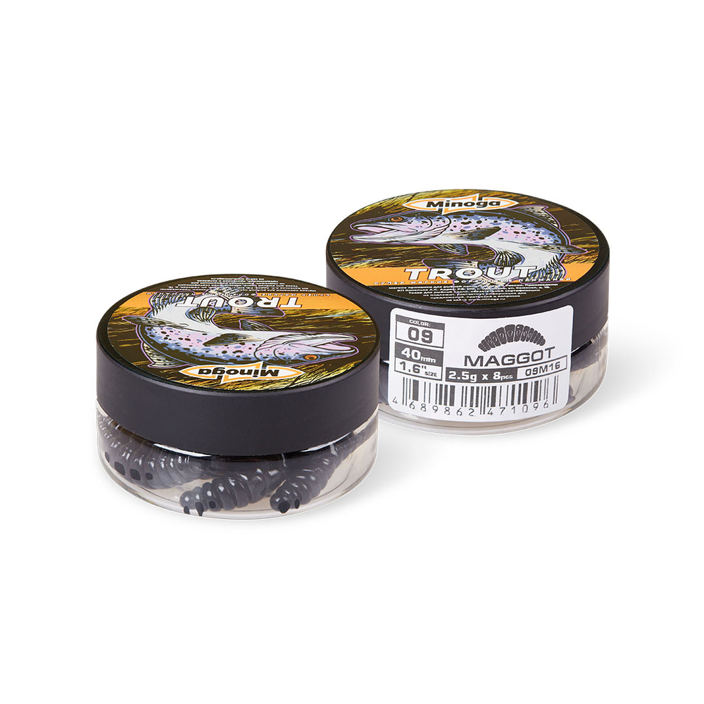Форелевая приманка "Minoga" MAGGOT 1,6"(8шт) 40мм, 2,5гр, цвет 09