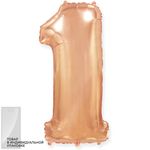 Шар (40''/102 см) Цифра, 1, Розовое Золото, 1 шт. в упак.