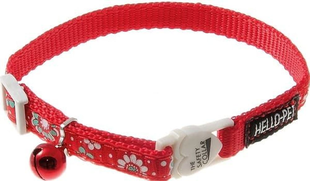 Ошейник д/кош. "Лотосы" с бубенцом, 10 мм (20-30 см) фастекс "Сердце" (красный) 70-2800