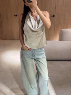 Топ шелковый, на завязке