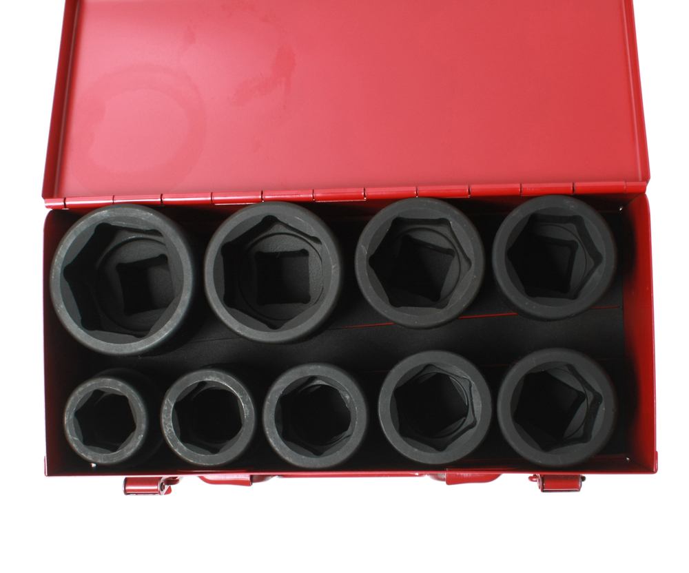 Набор головок торцевых 1" 6-ти гранных 27-50мм ударных 9 предметов в кейсе JTC
