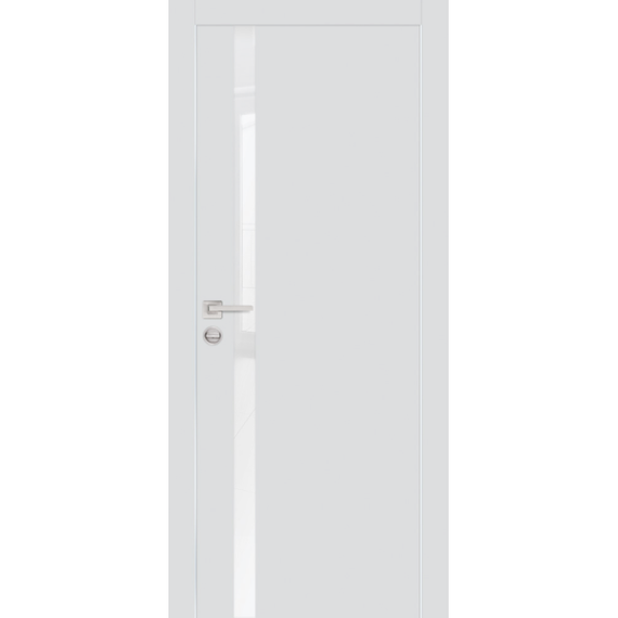 Фото межкомнатной двери экошпон Profilo Porte PX-8 агат с алюминиевой кромкой с 2-х сторон стекло Lacobel лунный