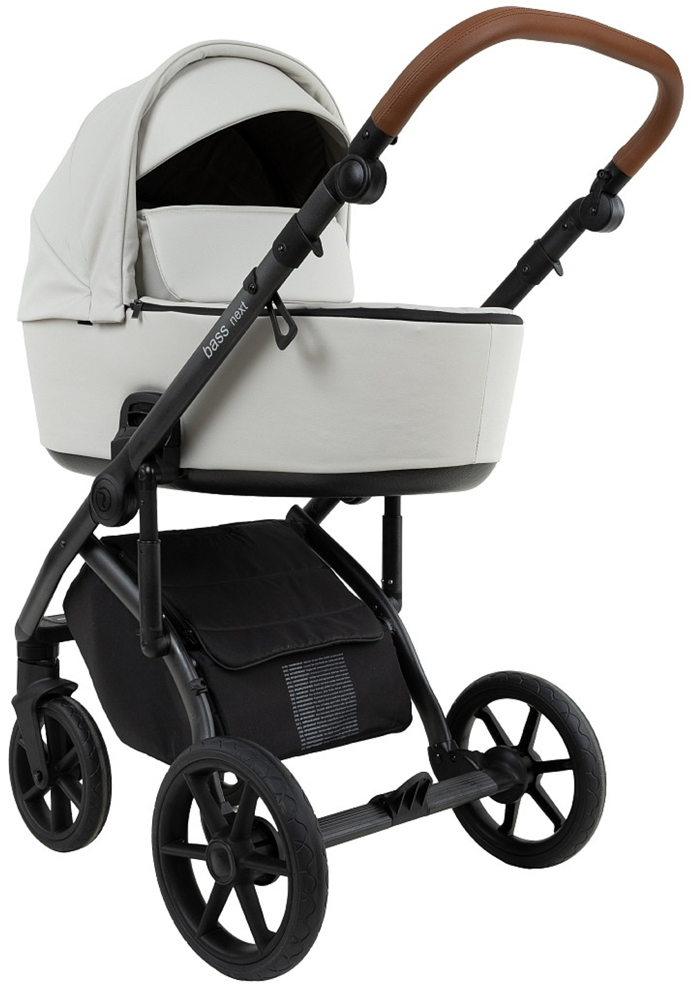 Детская коляска Roan Bass Next Кожа 2.0 3 в 1 с автокреслом Tutis Elo Lux EduSky Black BNL/70/2 Island Stone /Black/ руч.Коричневый