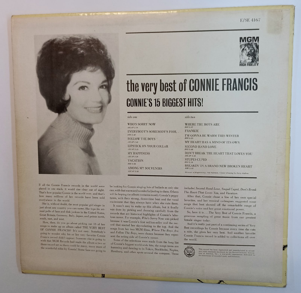 Connie Francis The Very Best Of Connie Francis (Connies 15 Biggest Hits) (US 1963)