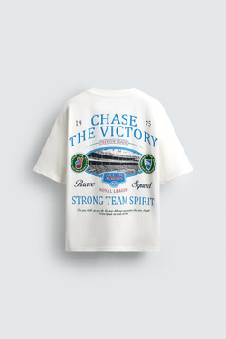 ZARA ФУТБОЛКА С КОНТРАСТНЫМ ПРИНТОМ, ЖЕЛТОВАТО-БЕЛЫЙ