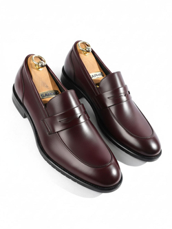 Элегантные лоферы из кожи бордового цвета для мужчин V591бордо