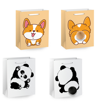 Пакет подарочный 18х10х23см. "Fluffy Tail" пушистый хвостик, ассорти (Золотая сказка)