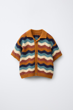 ZARA РУБАШКА ИЗ КРУЖЕВА КРОШЕ, РАЗНОЦВЕТНЫЙ