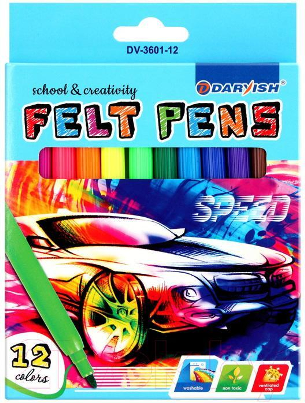 Фломастеры 12цв "Darvish" для мальчиков в картонной упаковке