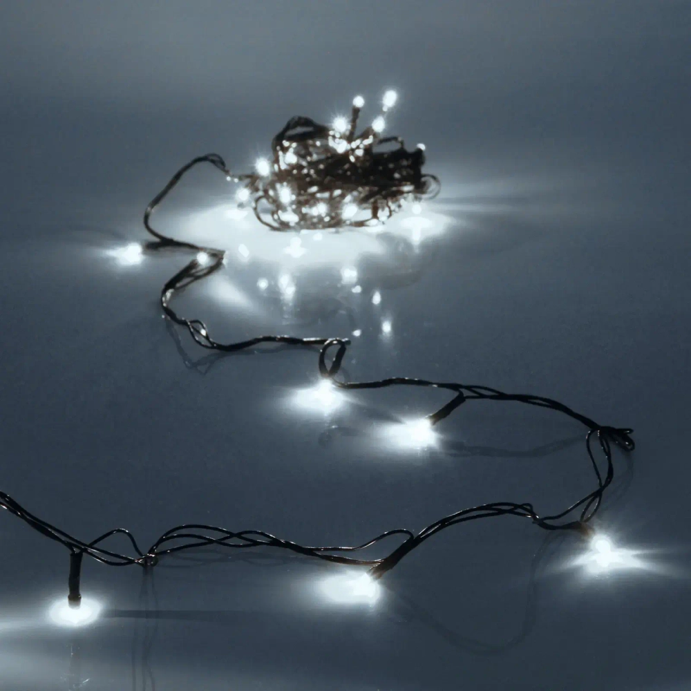 Гирлянда для дома НИТЬ 3 м 20 ламп LED черный пров.,8 реж, IP-20, Белый