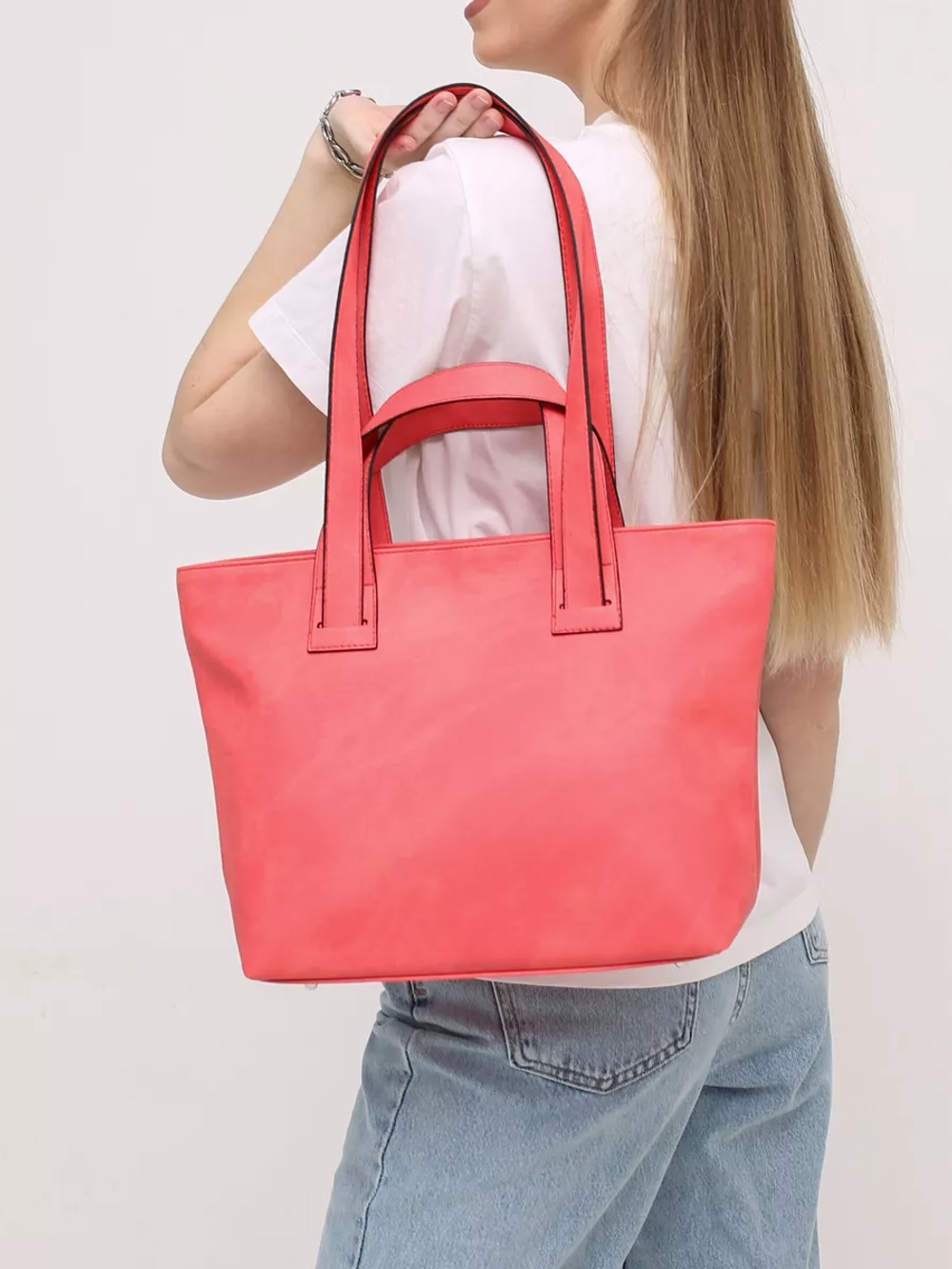 сумка тоут через плечо средняя с двумя ручками