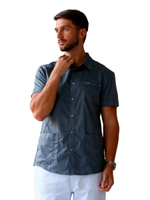 Рубашка медицинская мужская Доктор стиль Терапи на кнопках, серый, 46