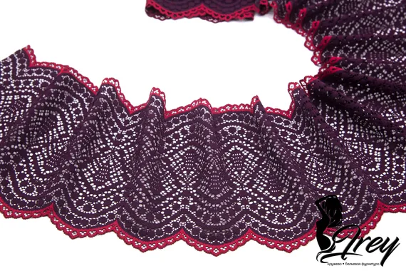 03-177  Кружево эластичное 18 см, слива/красный